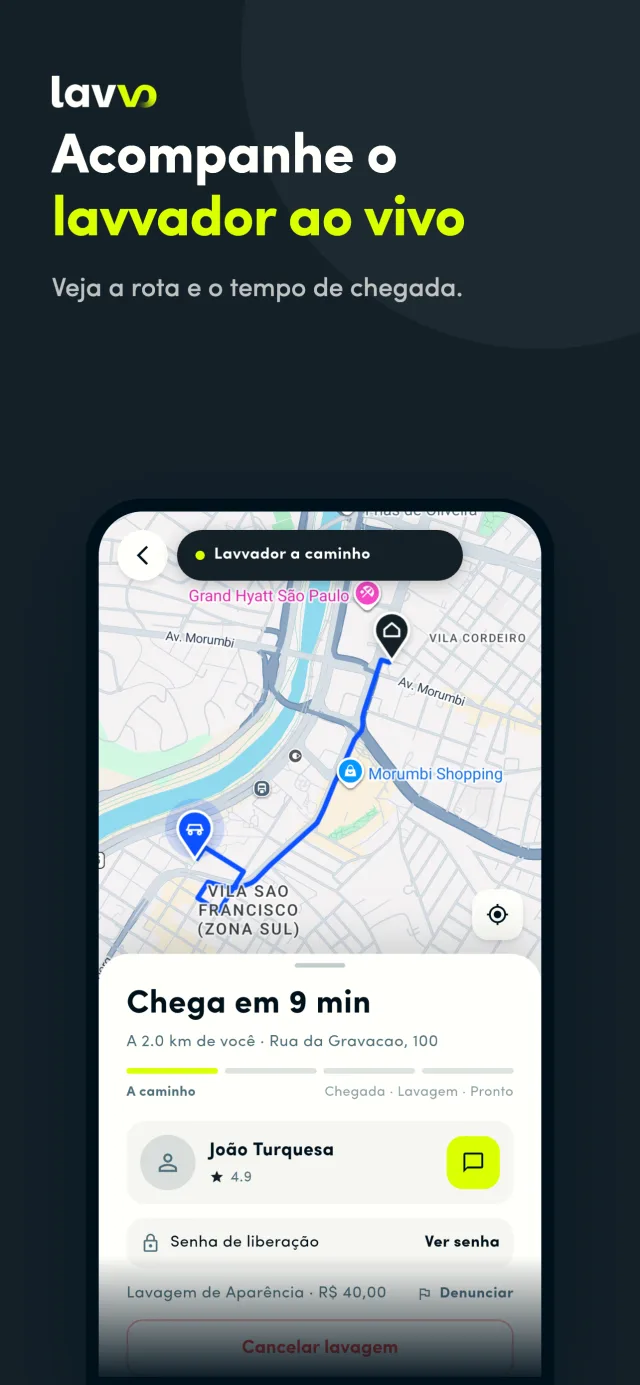 Acompanhe o lavvador ao vivo: rota no mapa e tempo de chegada